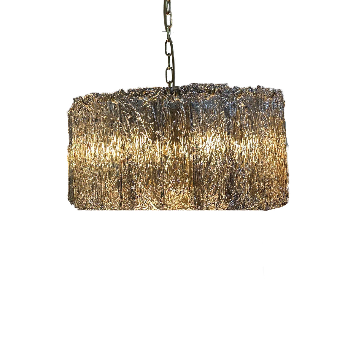 Joshia gunmetal structured glass hanging pendant light, small