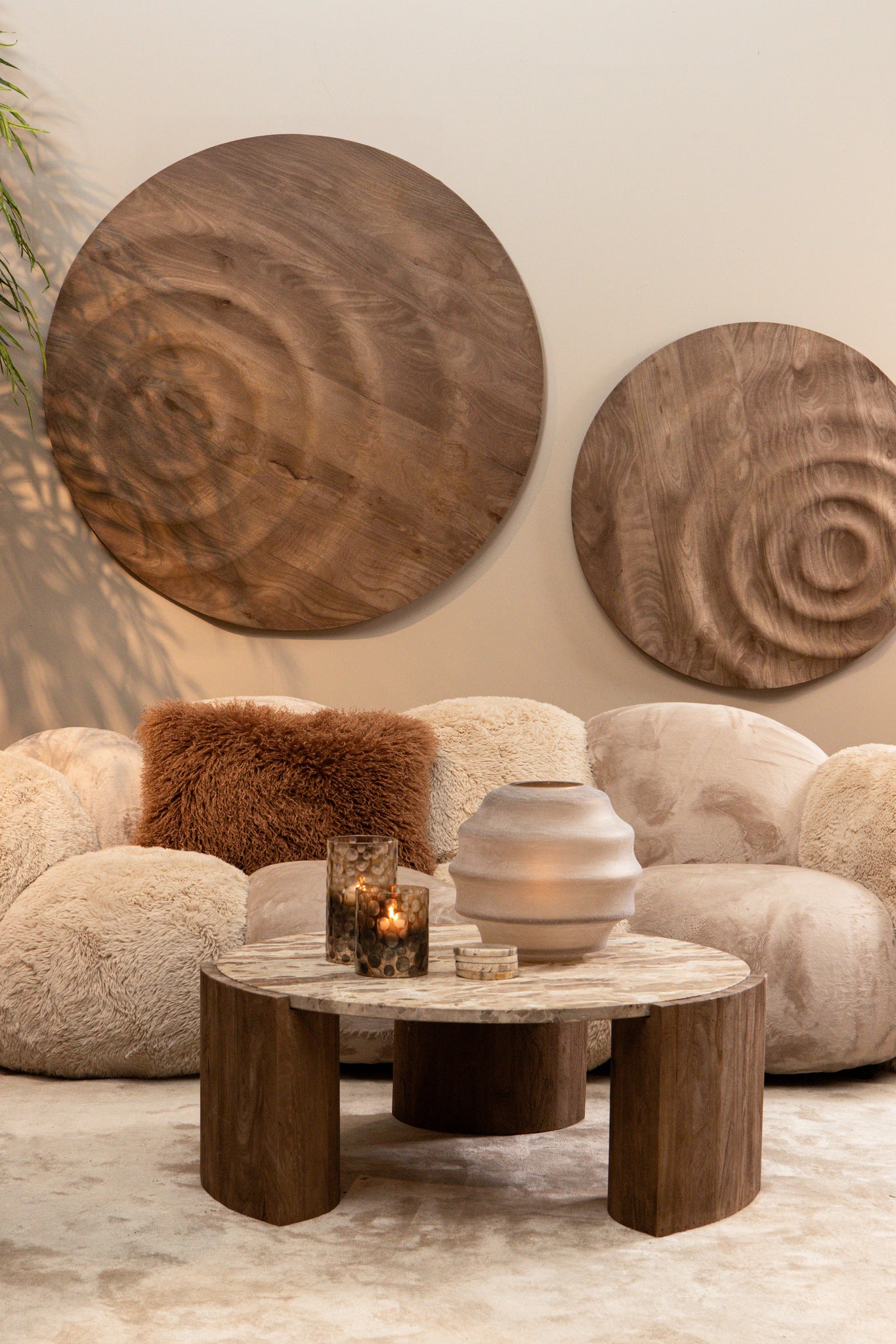 Lush Beige Curved Cloud Sofa