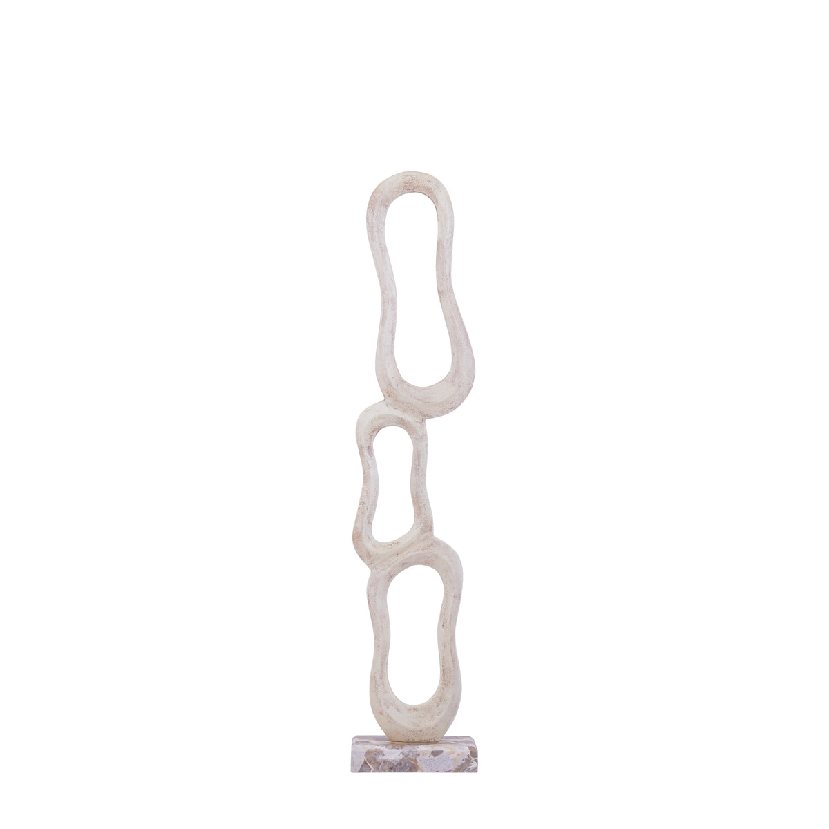 Camare beige abstract aluminium sculpture on marble base, medium