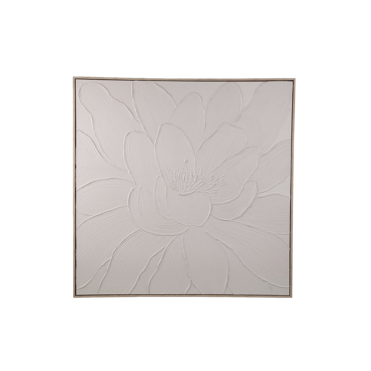 Florise cream framed floral canvas wall panel, design A