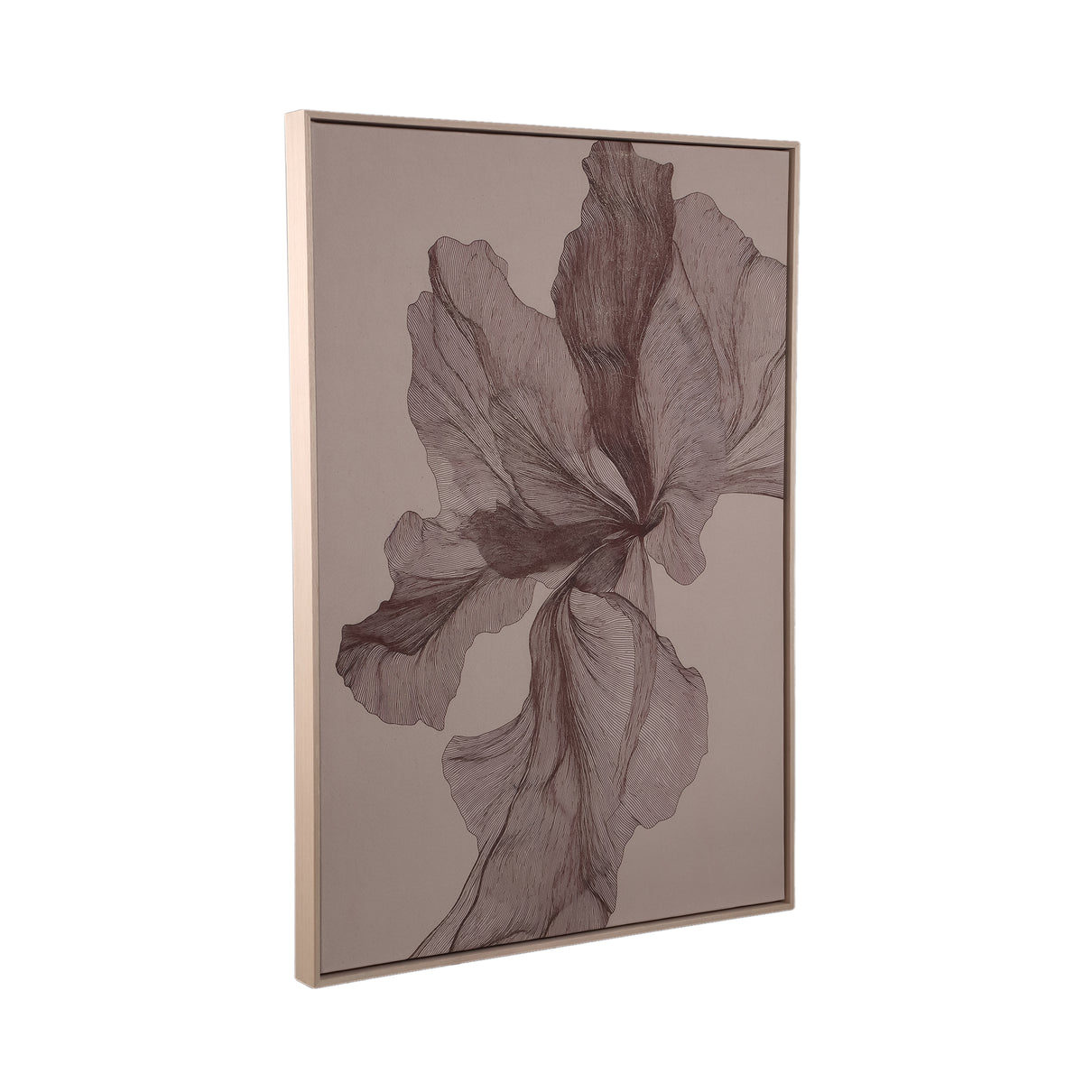 Lorinde light brown floral canvas wall panel