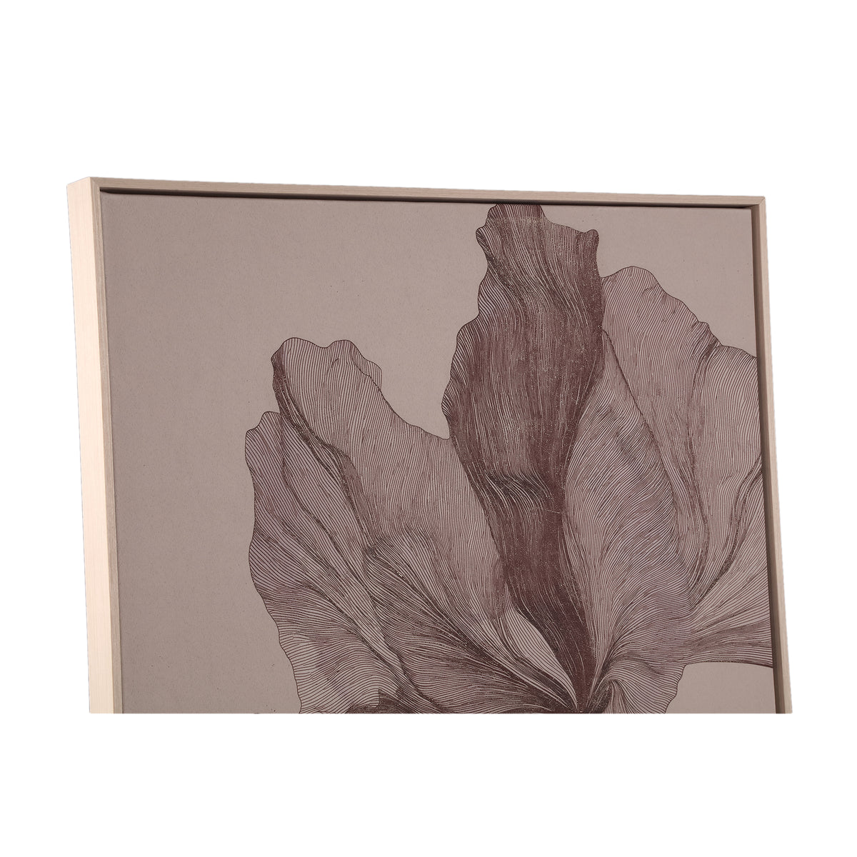 Lorinde light brown floral canvas wall panel
