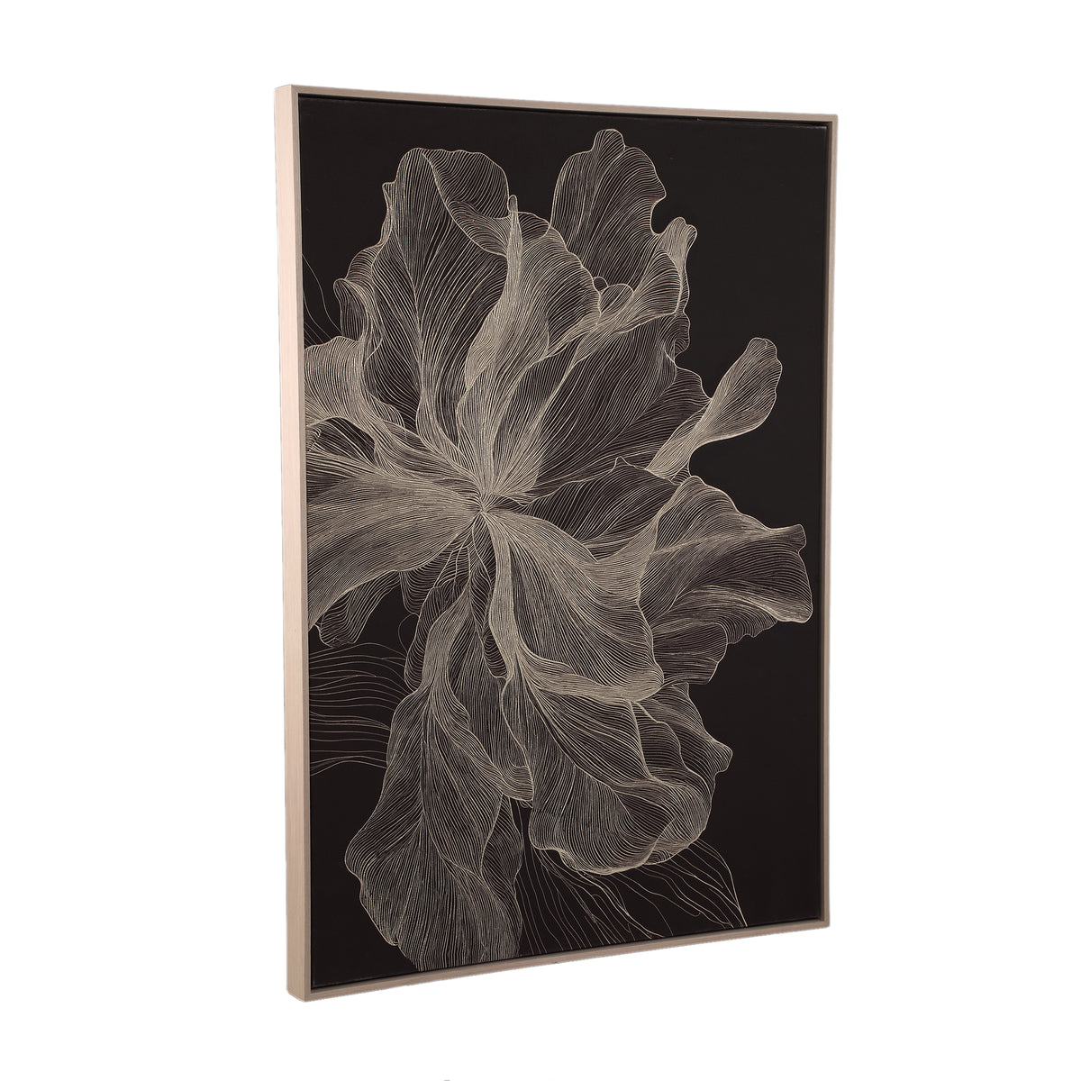 Lorinde dark brown floral canvas wall panel