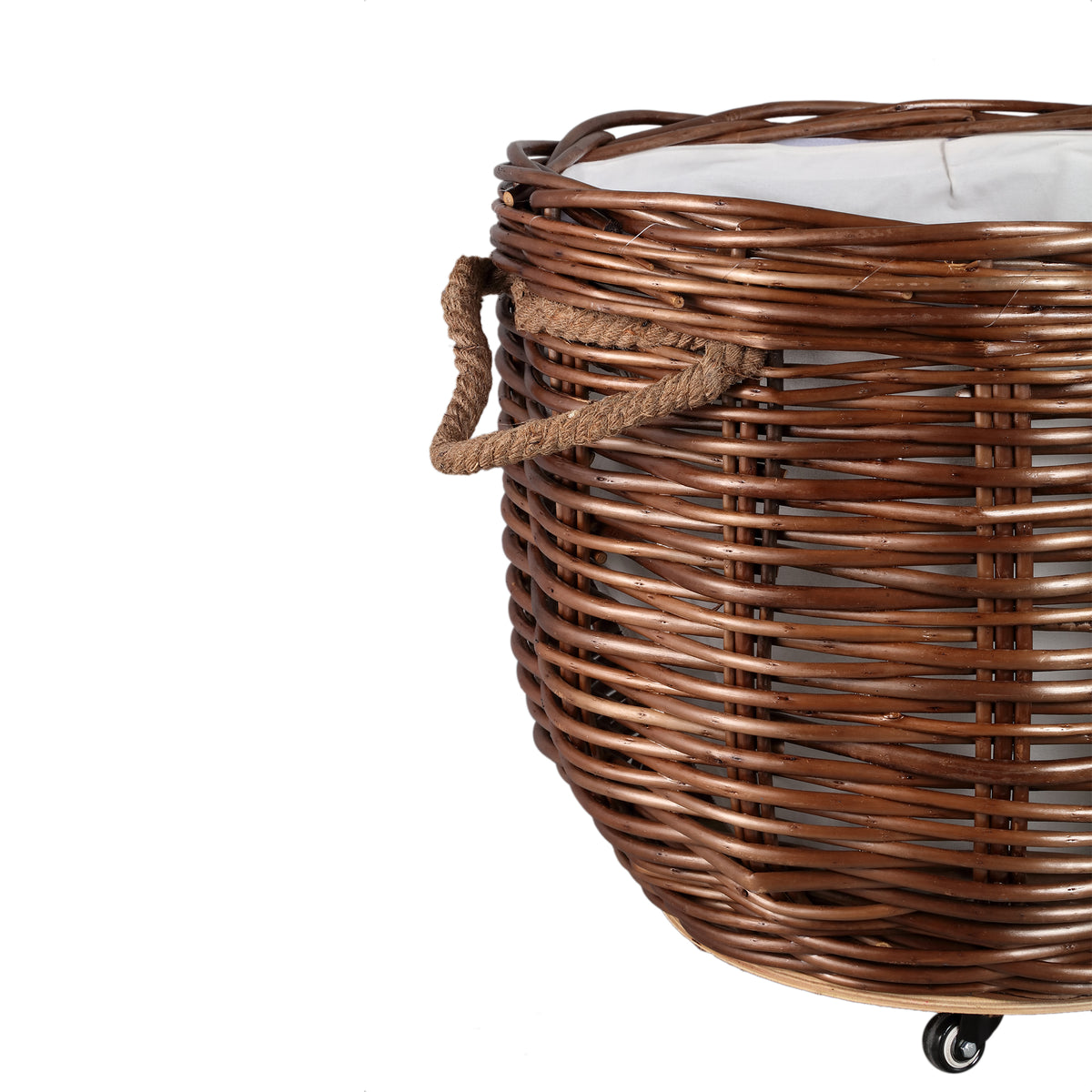 Darrett brown willow bombay basket on wheels