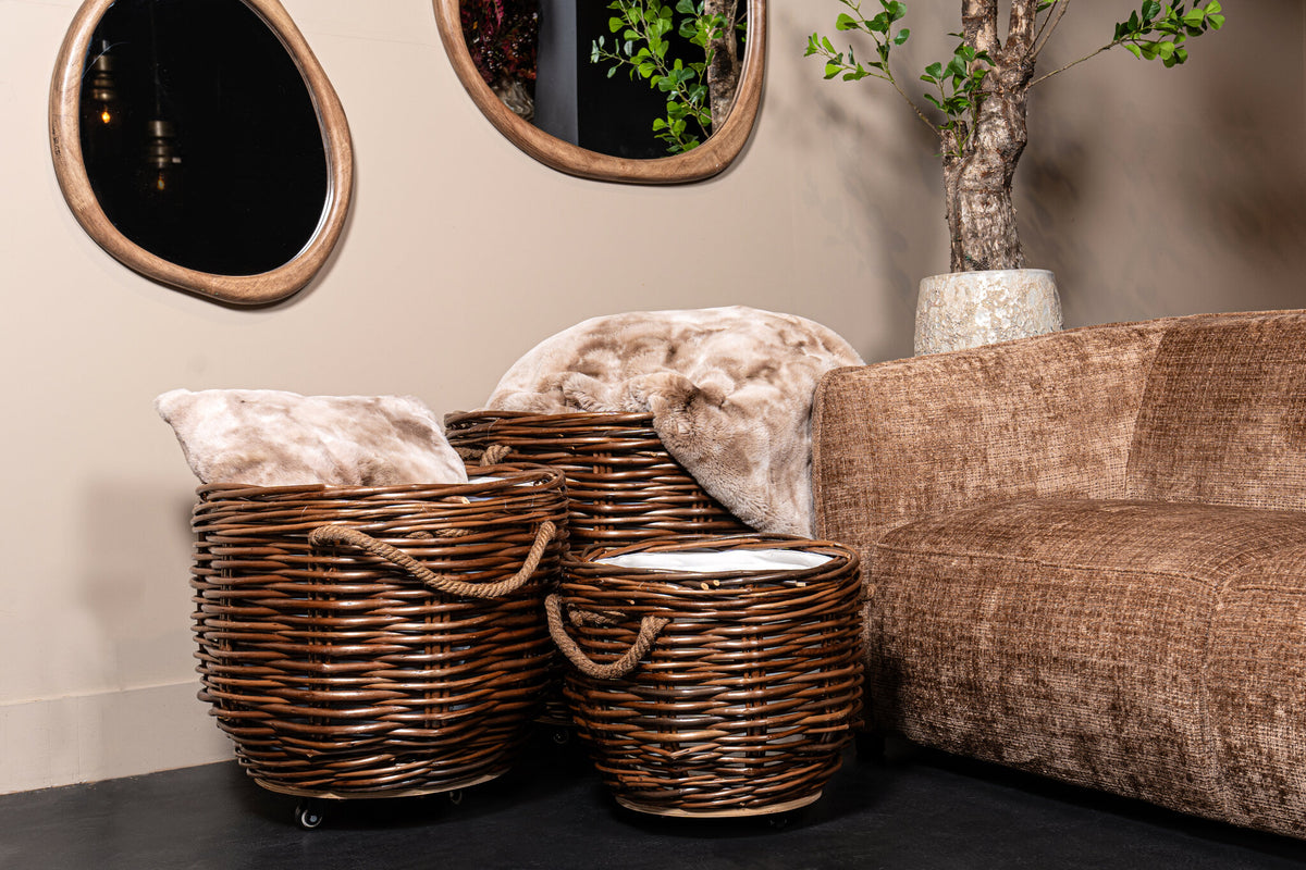 Darrett brown willow bombay basket on wheels