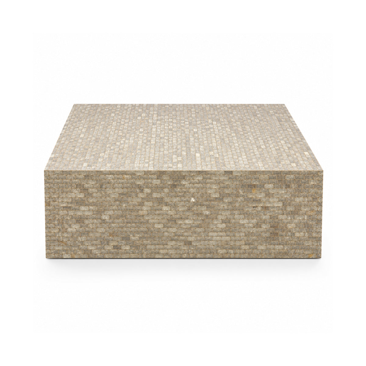 Aleska gold capiz shell square coffee table, small