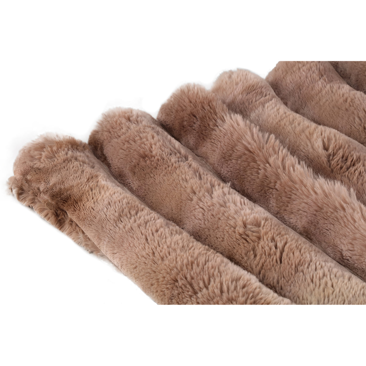 Divvo brown faux fur ribbed throw, large
