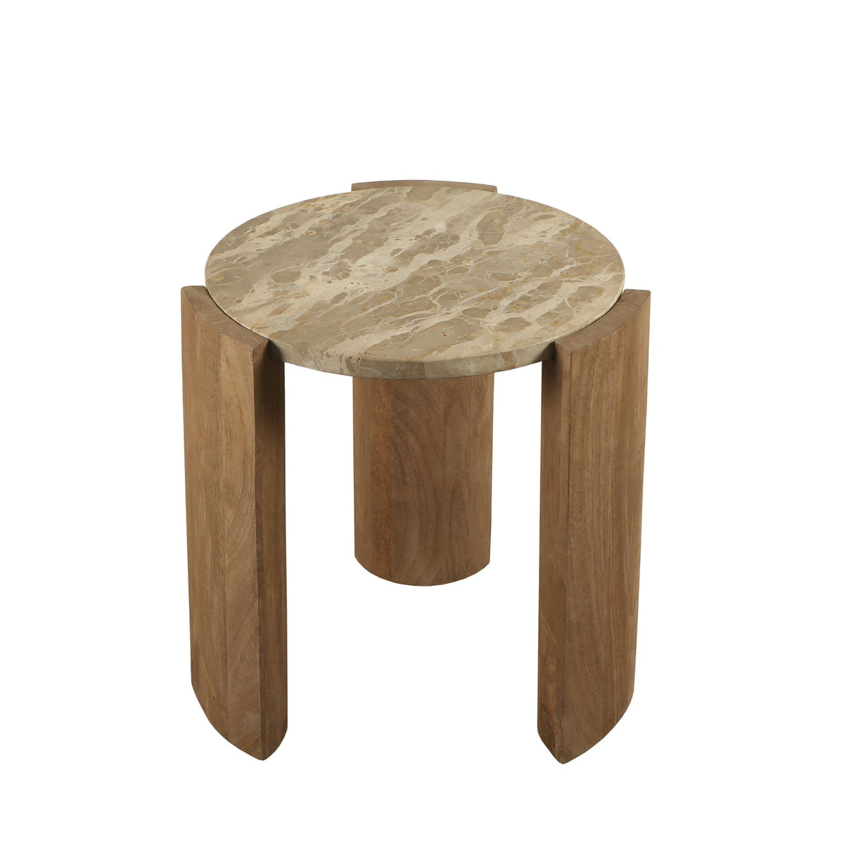 Javina natural marble coffee table with mango wood base, small
