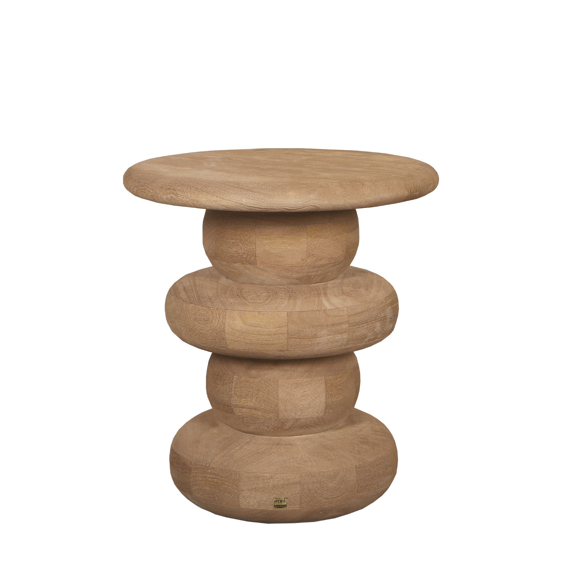 Keven ribbed mango wood round side table