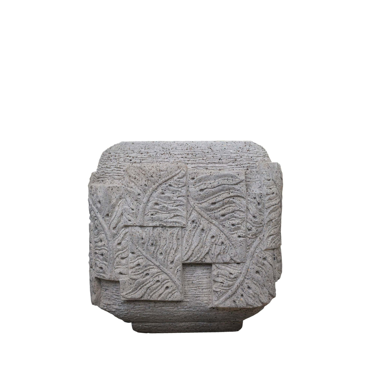 Blayd grey palm leaf carved square planter