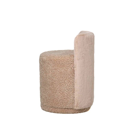 Brandon beige fabric round pouffe with backrest