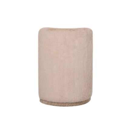 Brandon beige fabric round pouffe with backrest