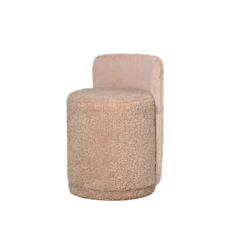 Brandon beige fabric round pouffe with backrest