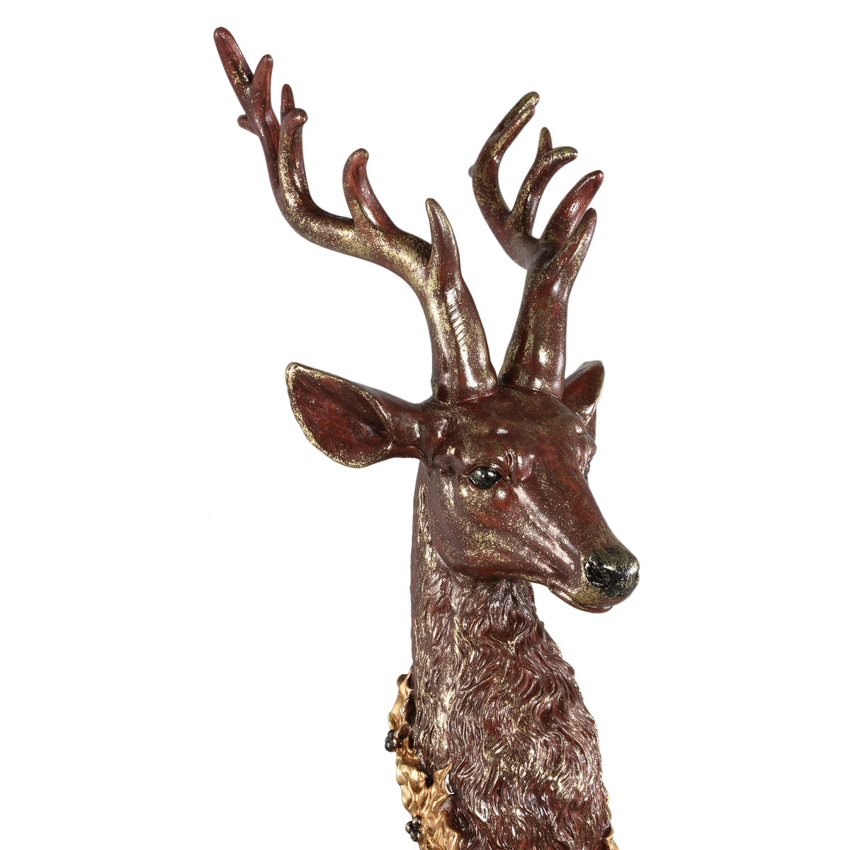 Blitzen pink resin reindeer statue on stand, small