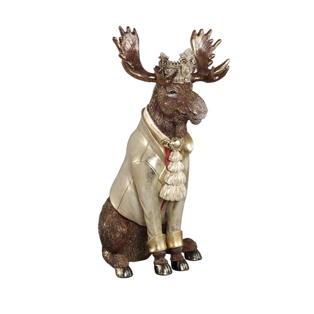 Dasher brown resin sitting moose statue