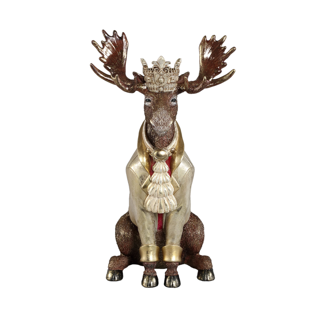 Dasher brown resin sitting moose statue