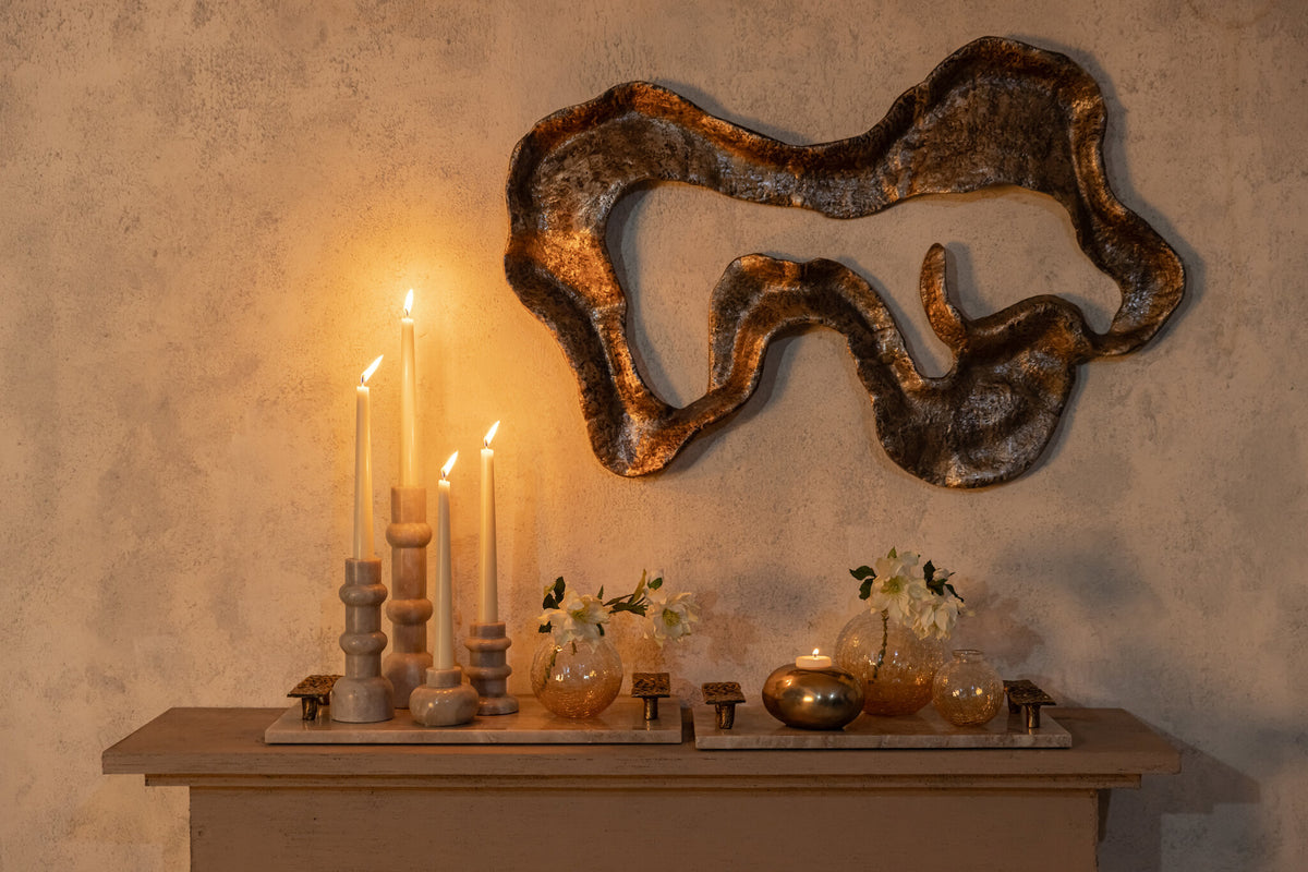 Leala champagne cast aluminium organic wall panel, large