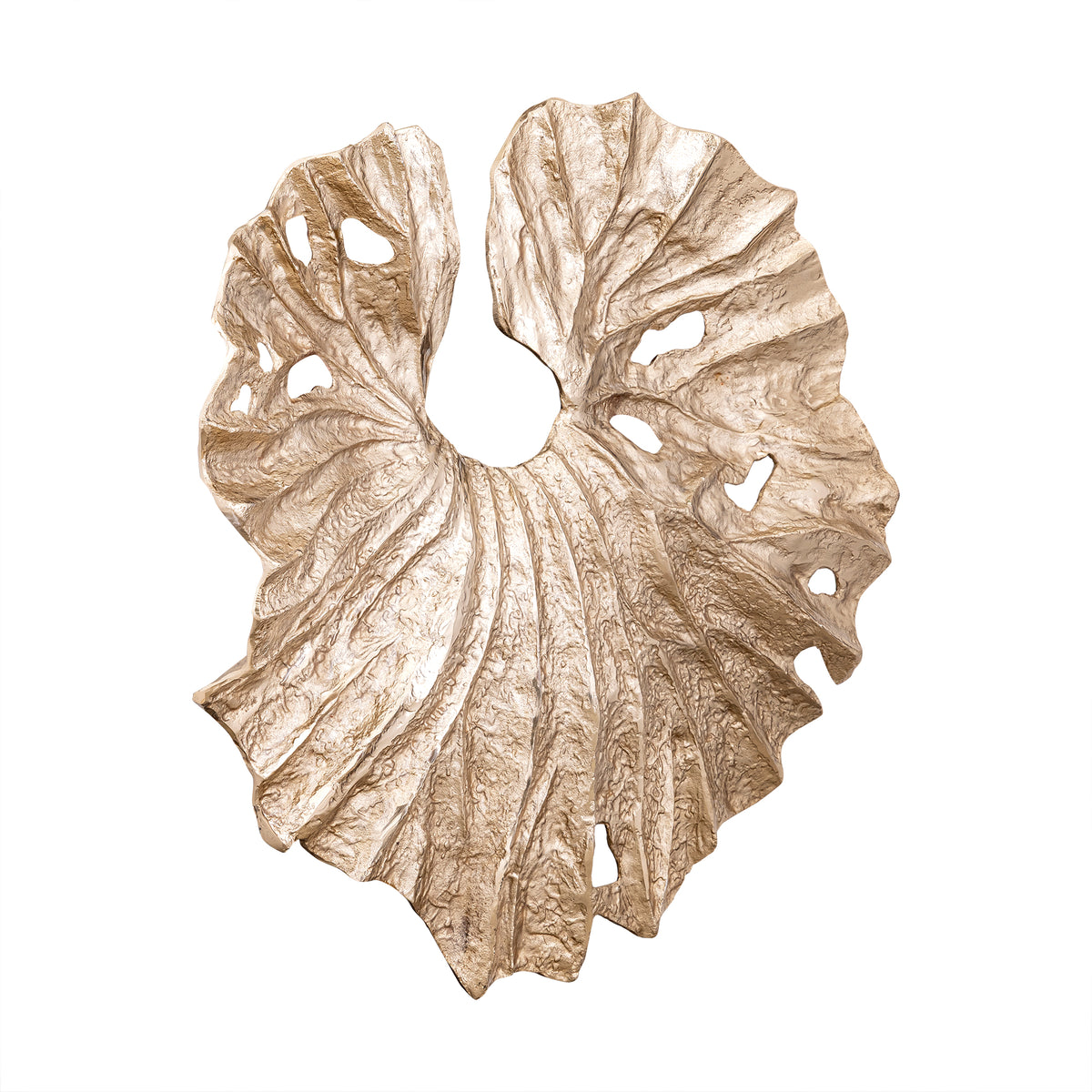 Merial champagne cast aluminium lotus leaf wall panel, large