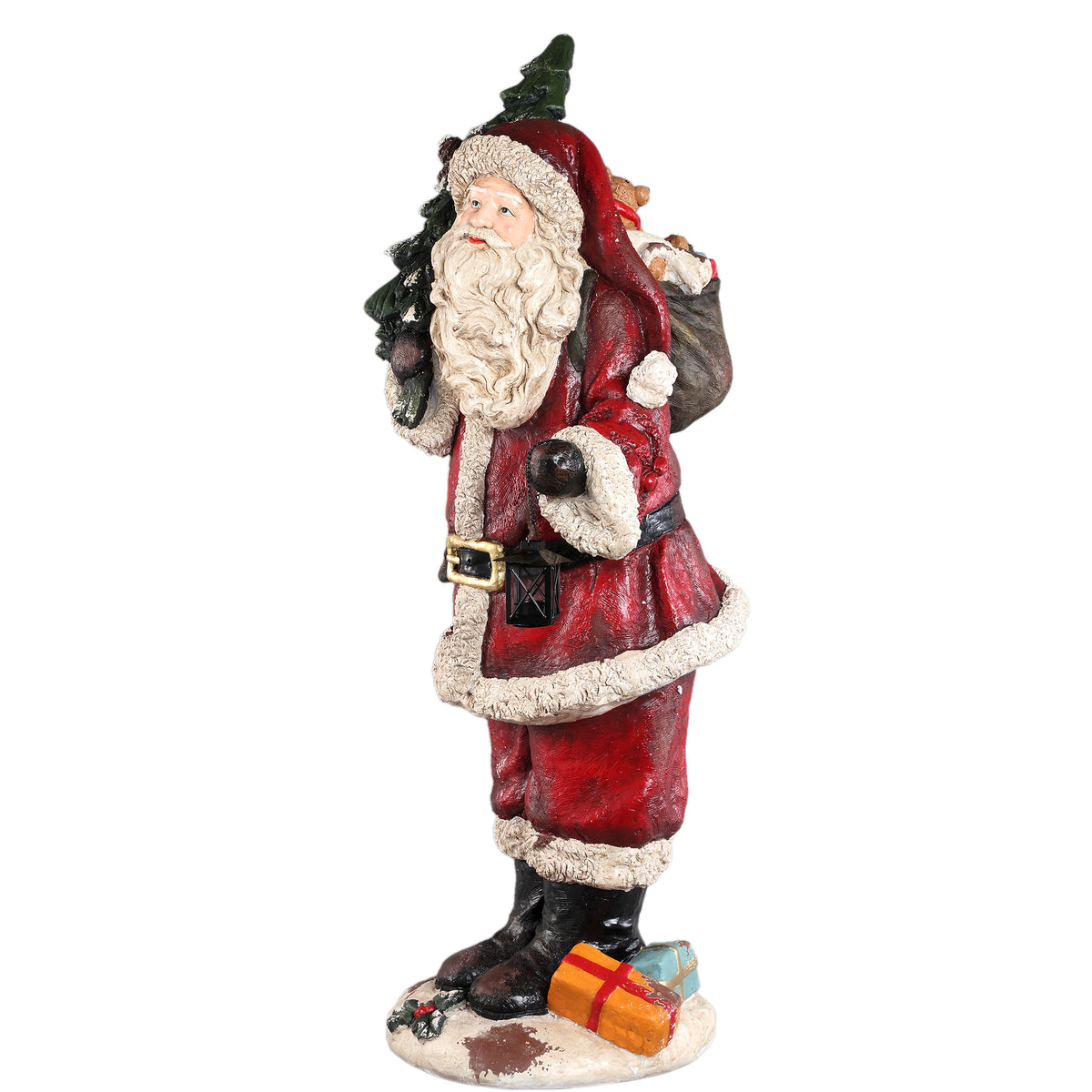 Jolly red MGO large Santa statue with tree