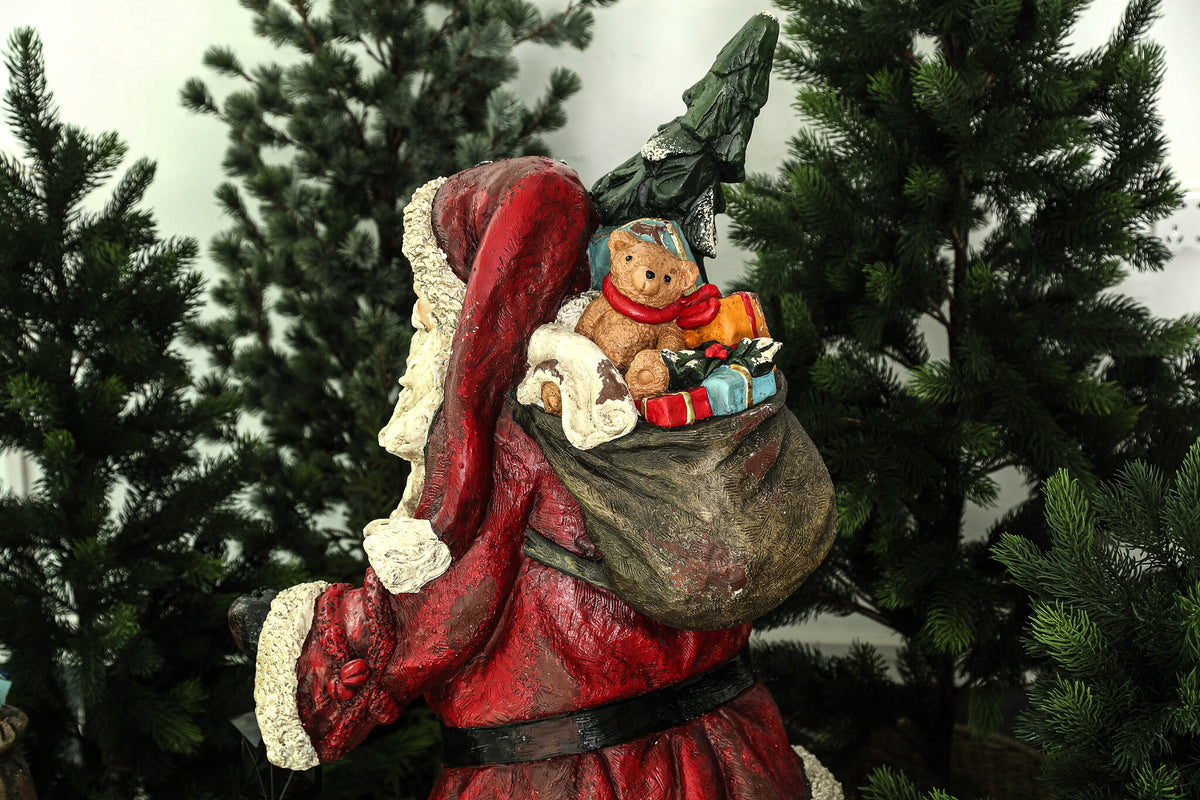 Jolly red MGO large Santa statue with tree