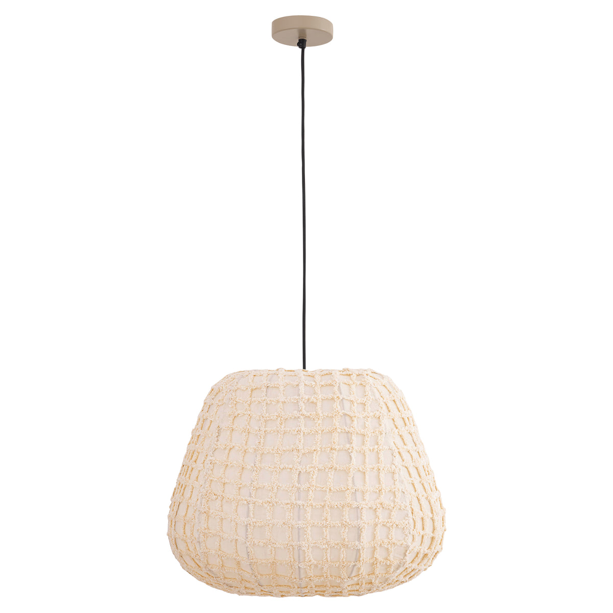 Tayma cream cotton squared-pattern pendant light, large
