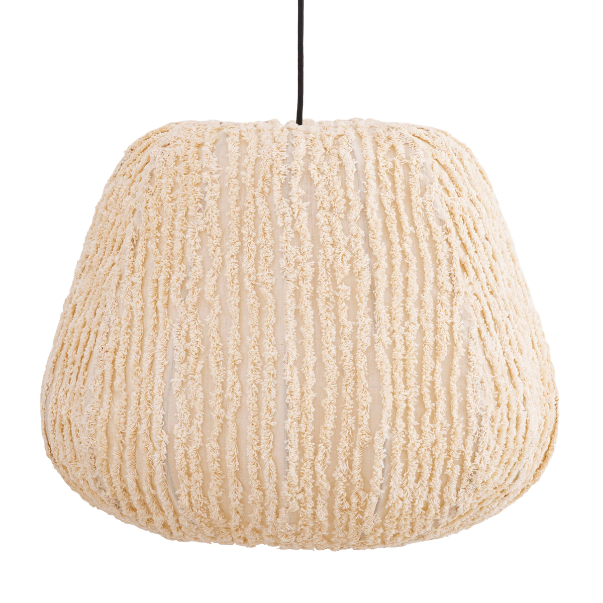 Tayma cream cotton striped pendant light, large