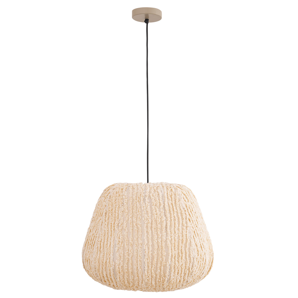 Tayma cream cotton striped pendant light, large