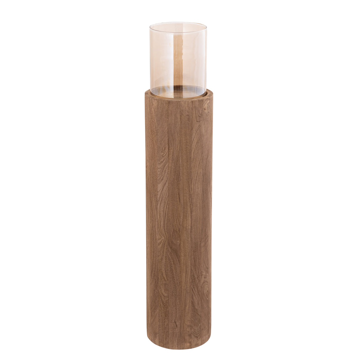 Kelvin light brown mango wood floor lantern, large