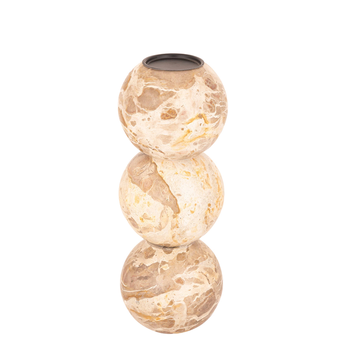 Charly beige marble ball-shaped candle holder, large