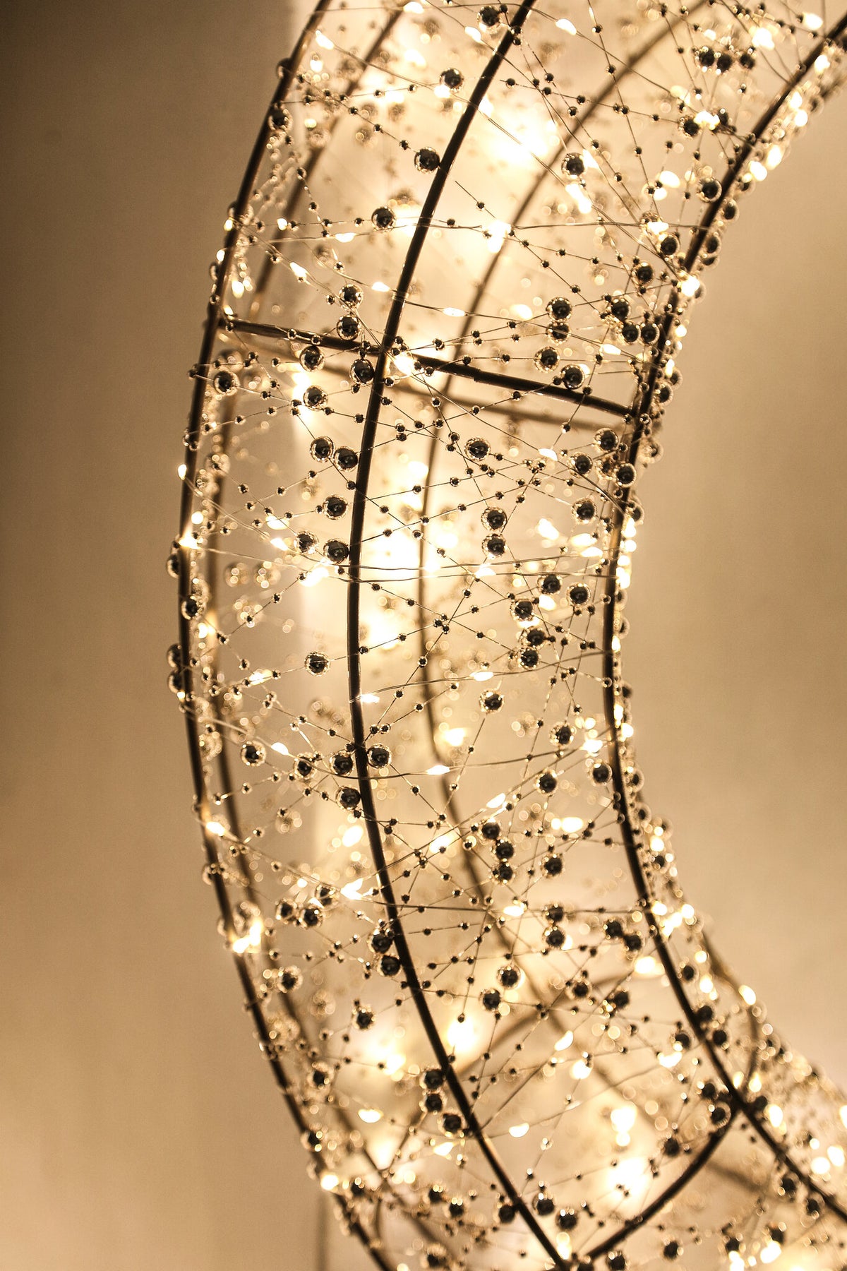 Misk gold LED hanging wreath with beads, extra extra large