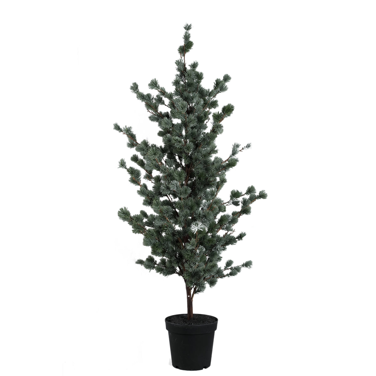 Milani green faux blue cedar tree in black pot, large