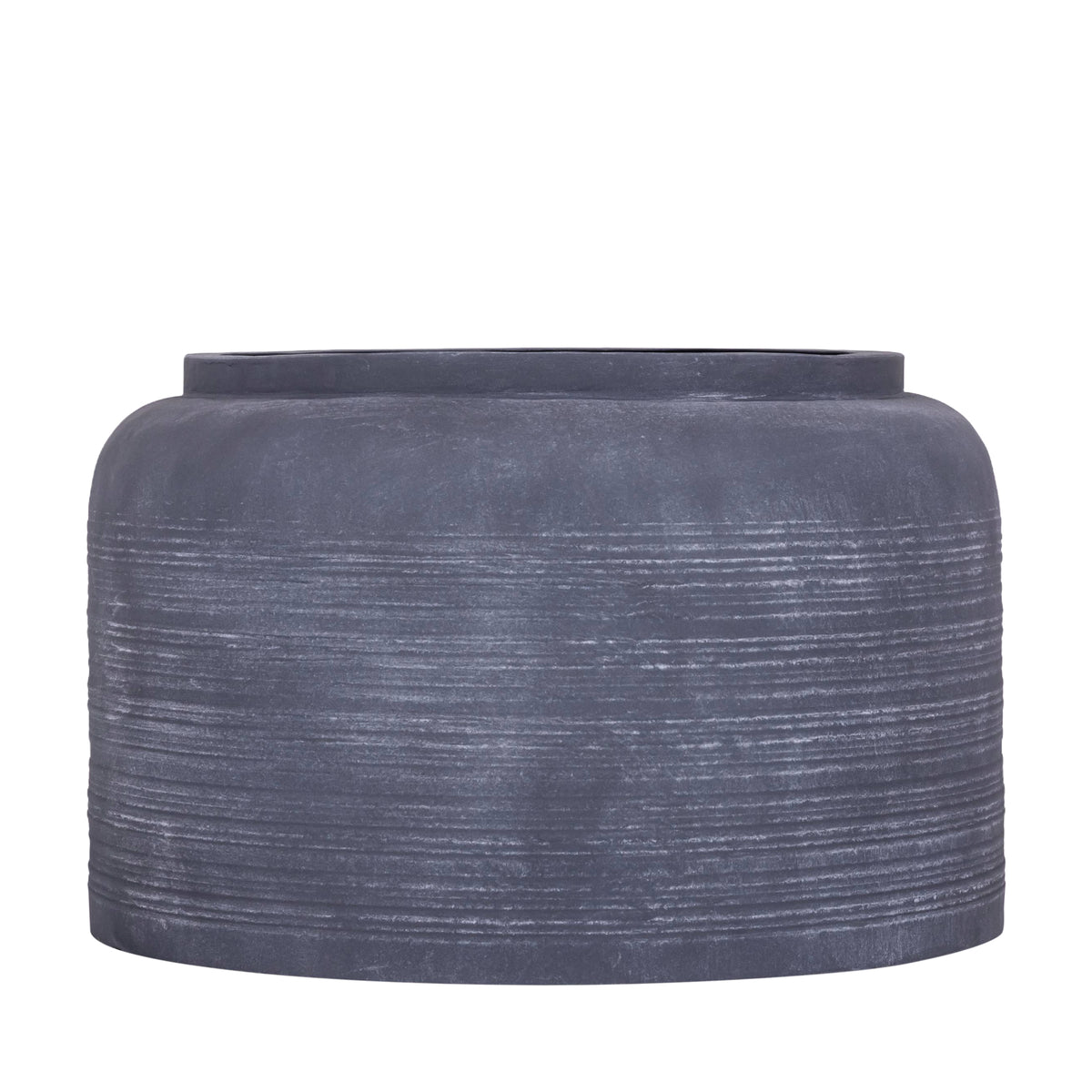 Lavada anthracite iron planter, low