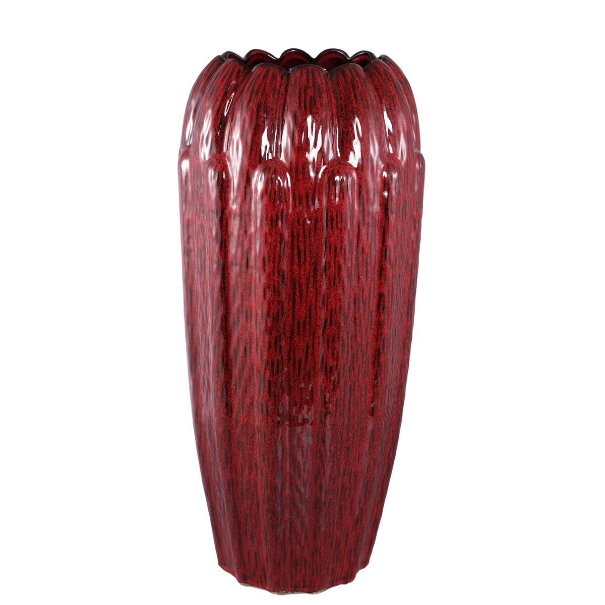 Bentz red ceramic planter, high