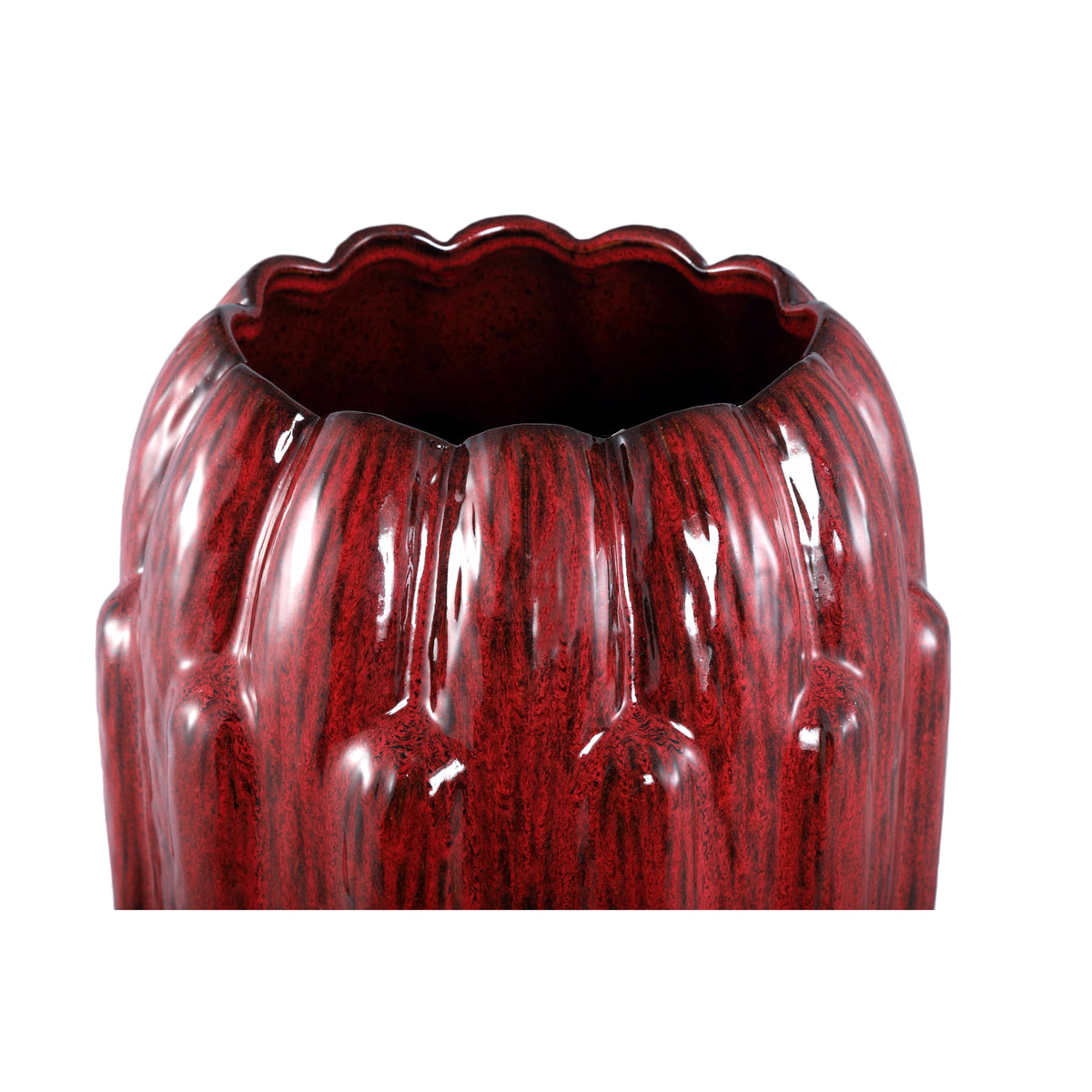 Bentz red ceramic planter, high