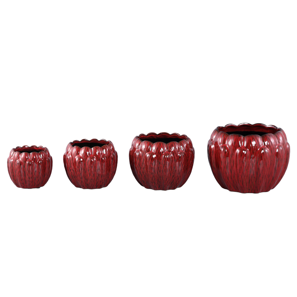 Bentz red ceramic planter, high