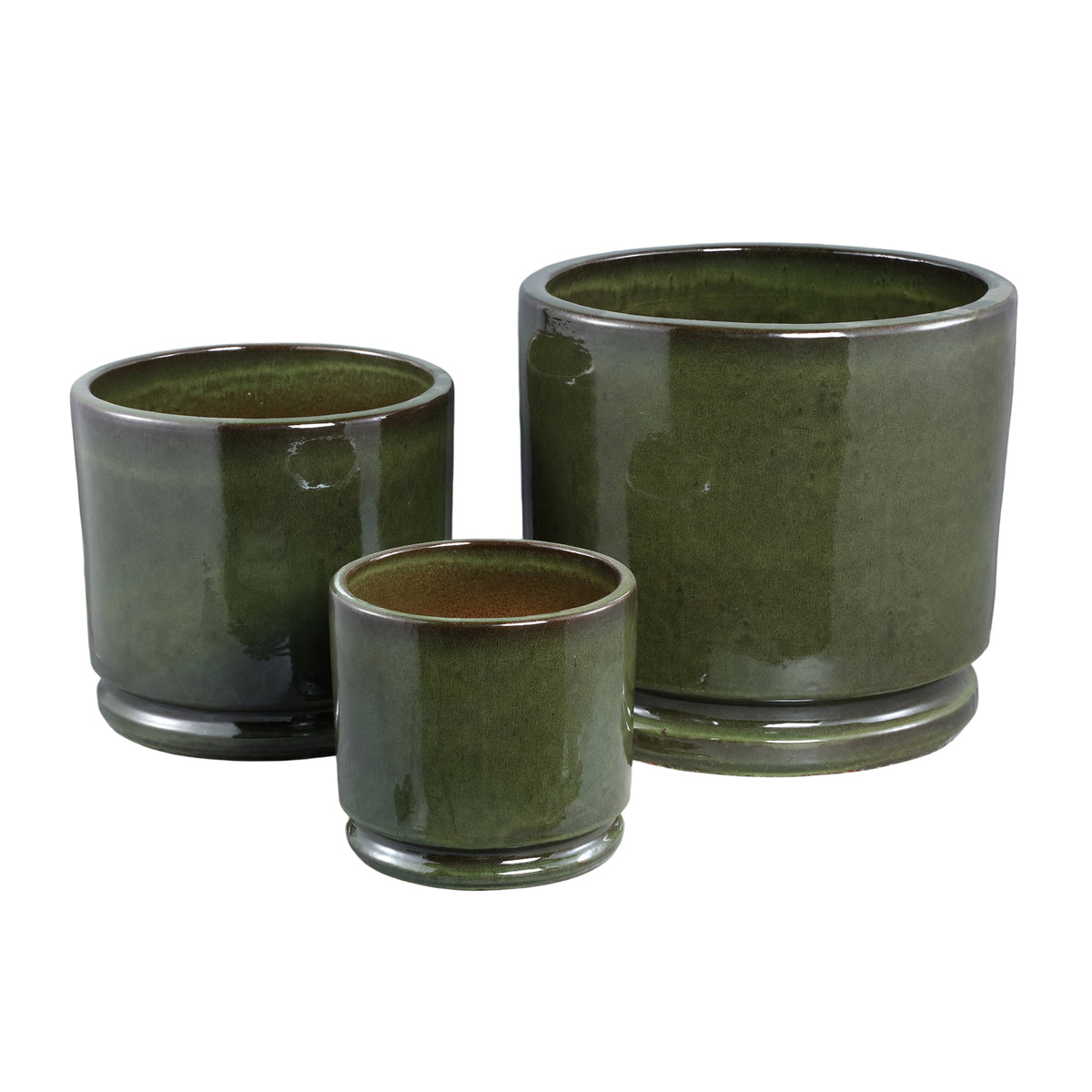 Madsen dark green ceramic planter, low