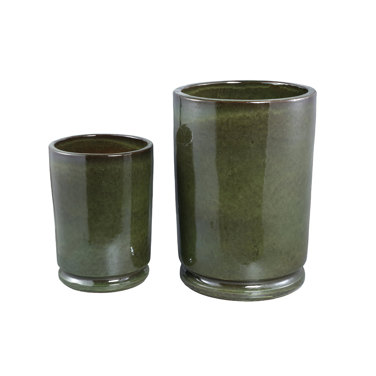 Madsen dark green ceramic planter, high