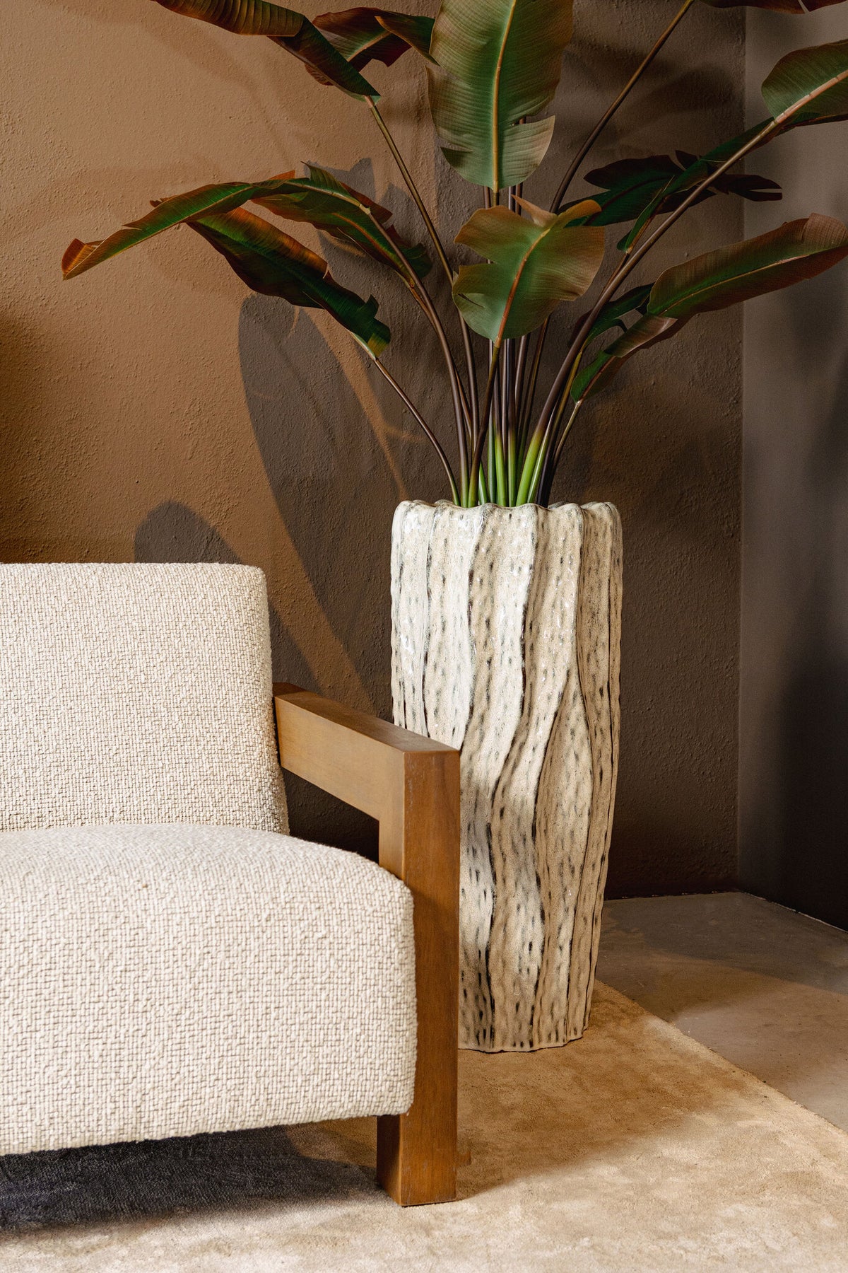 Adelina white ceramic planter, high, large