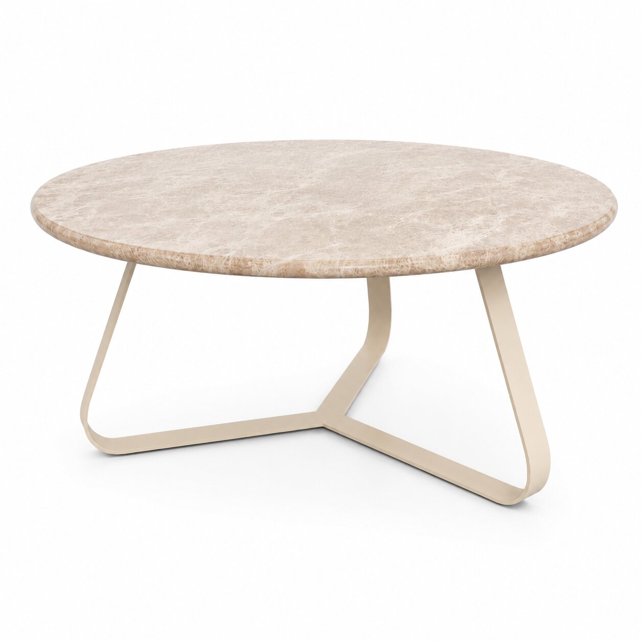 Kae beige marble round coffee table with iron legs