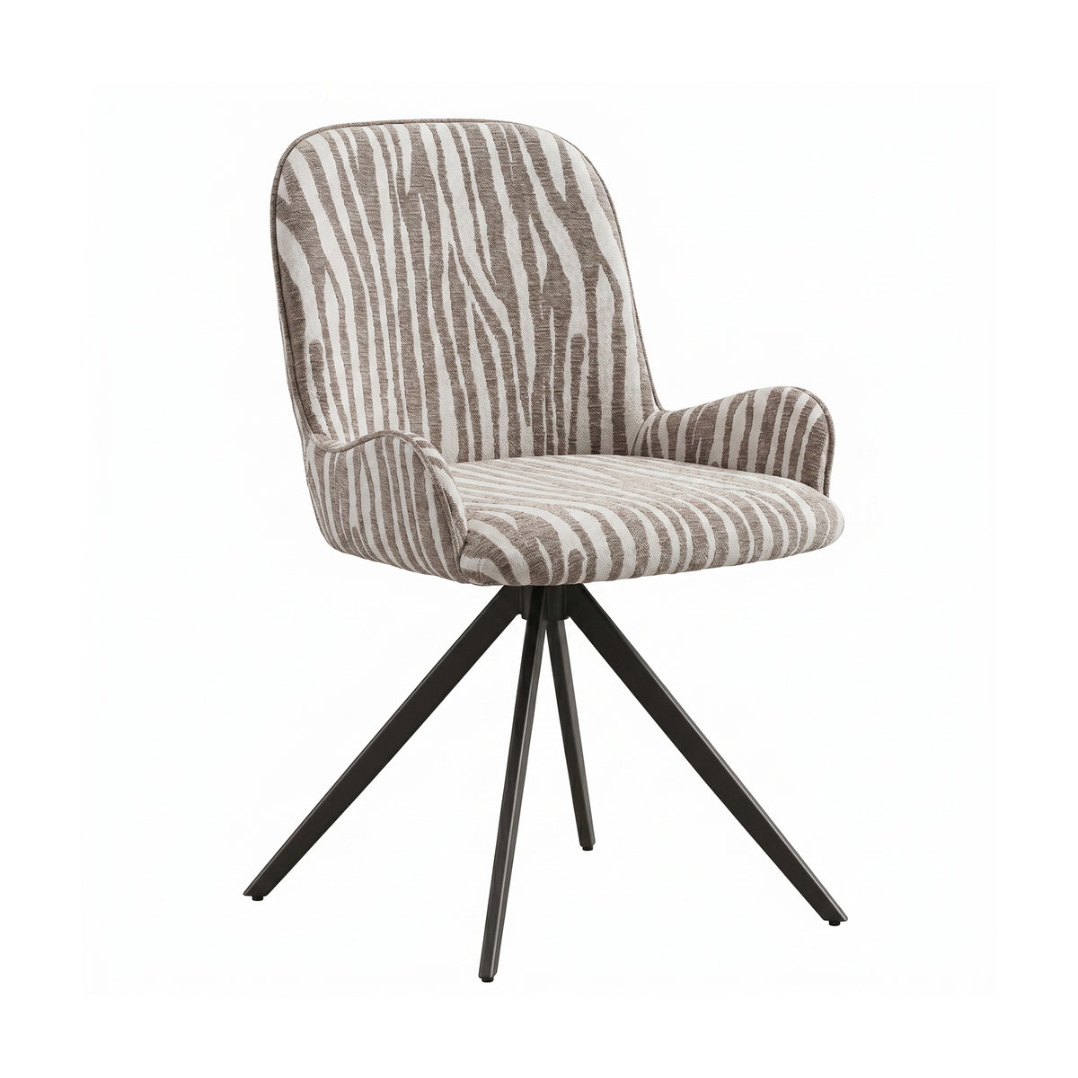 Leander beige wavy-textured fabric dining chair