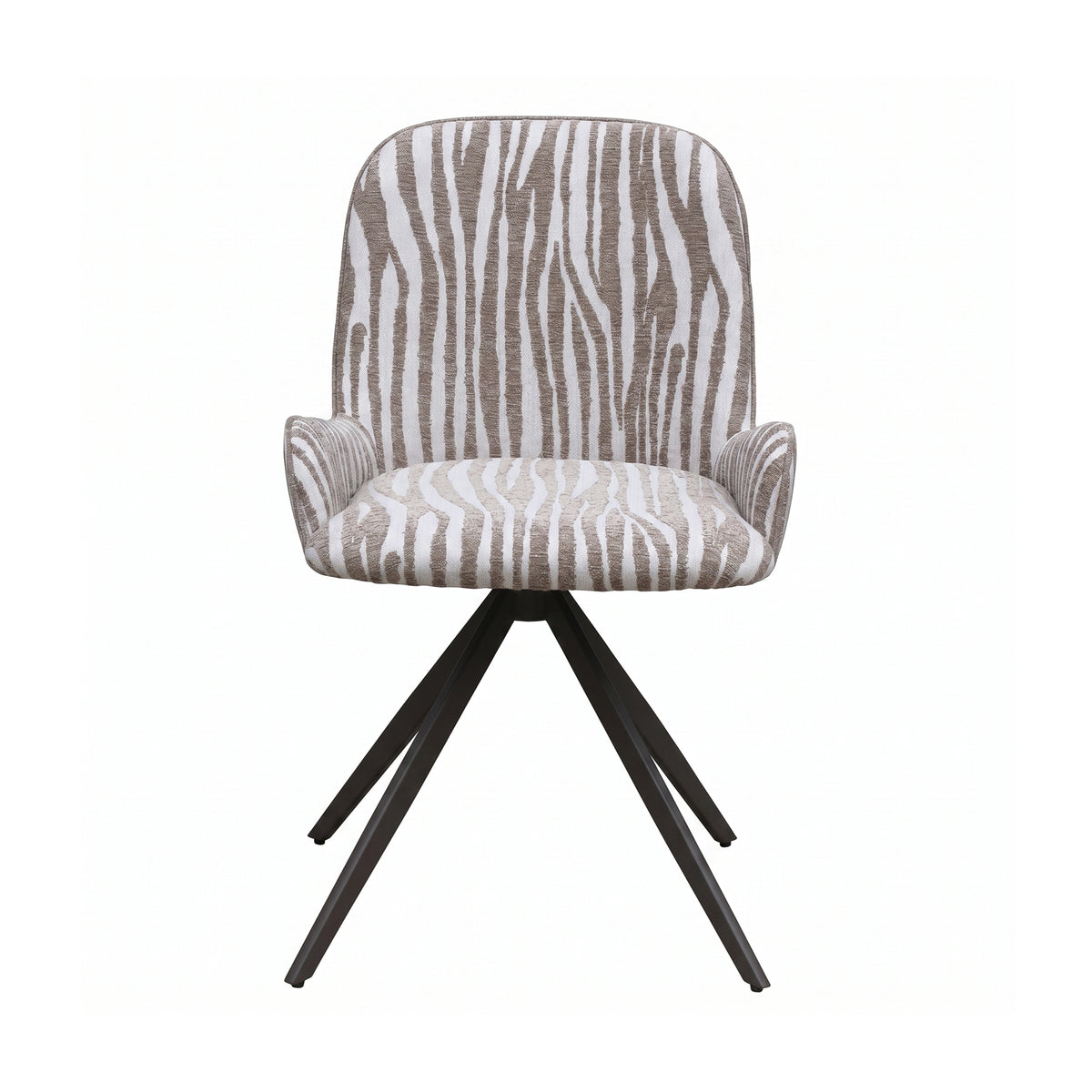 Leander beige wavy-textured fabric dining chair