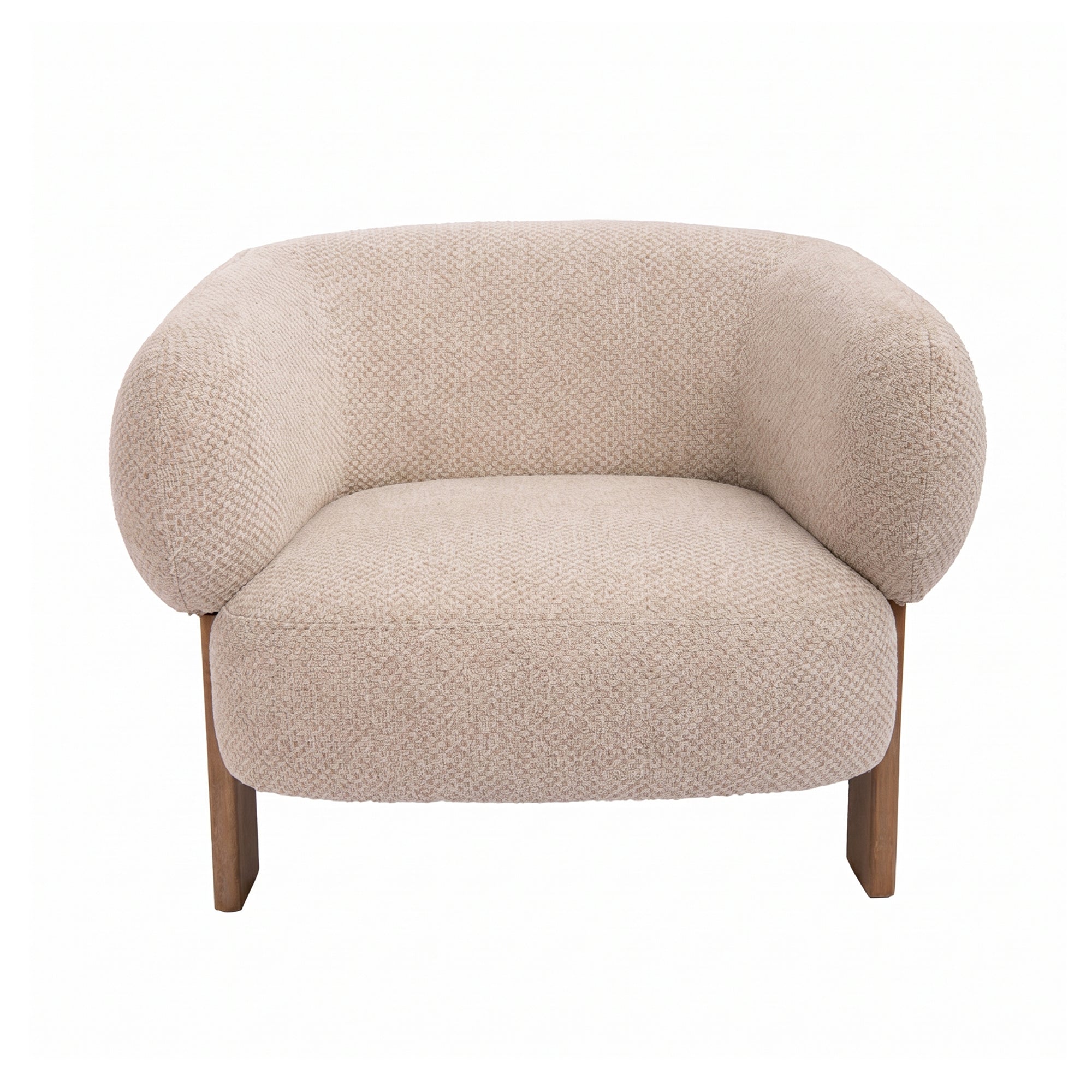 Nomy cream teddy armchair with rubberwood legs