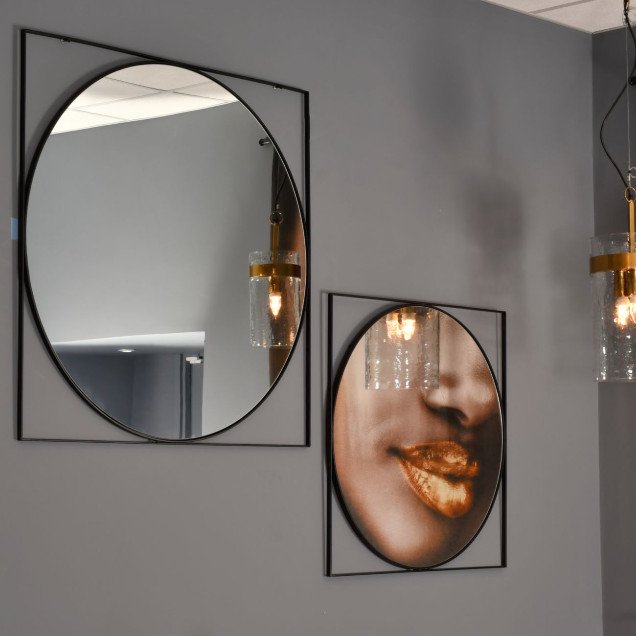 Isaac Black Metal Mirror 97×1.5x97cm