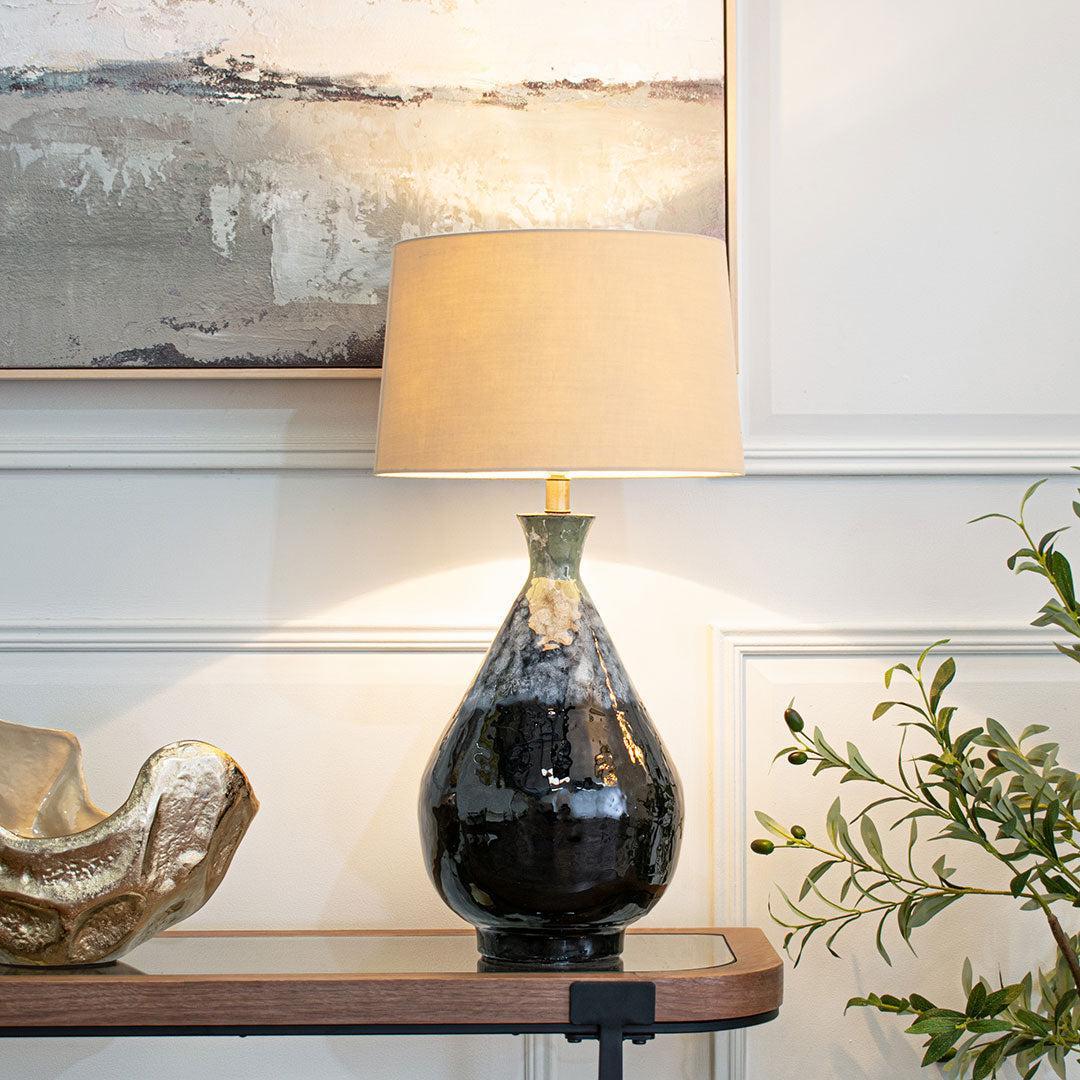 Aketa Blue Glaze Table Lamp