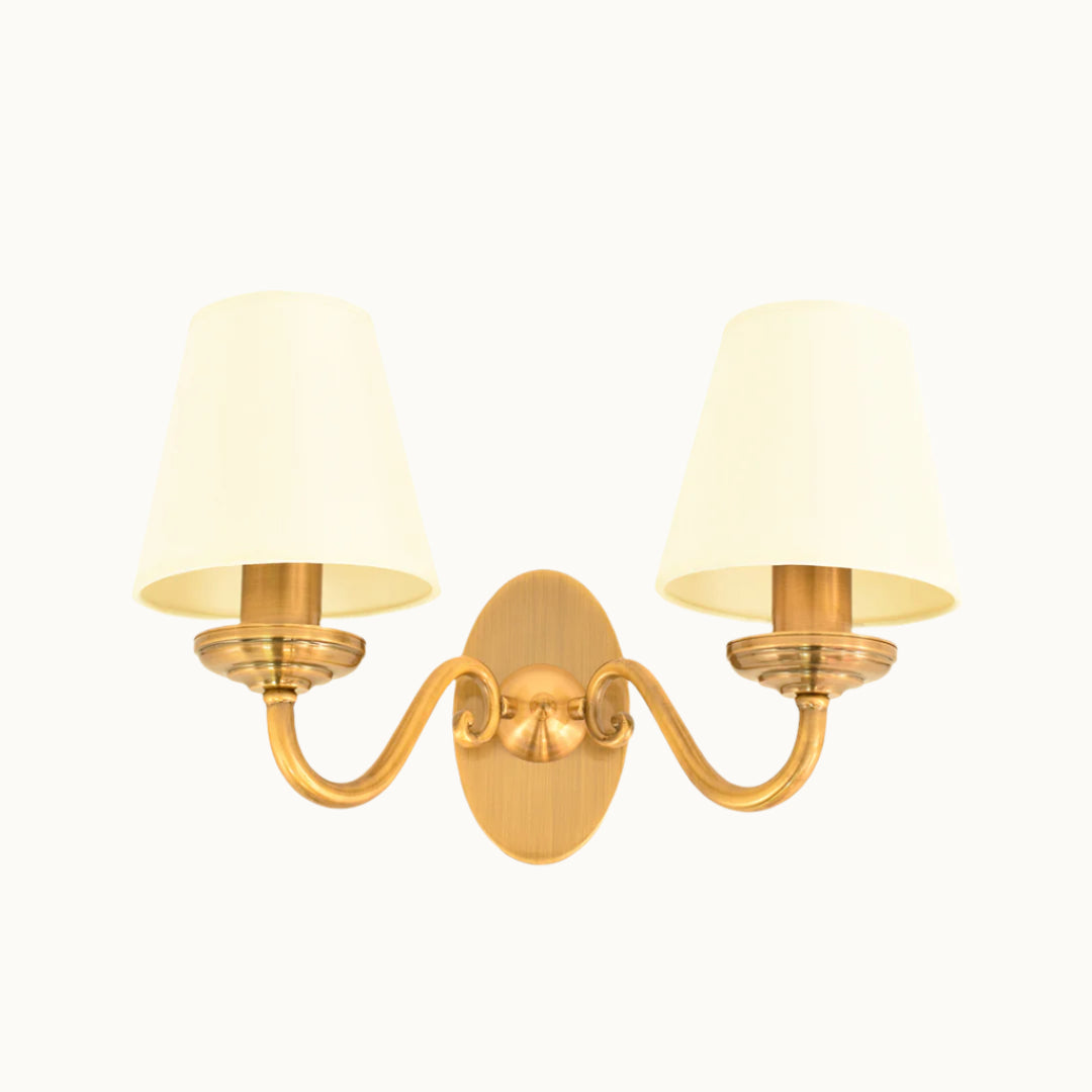 Antique Brass Two Arm Wall Lamp
