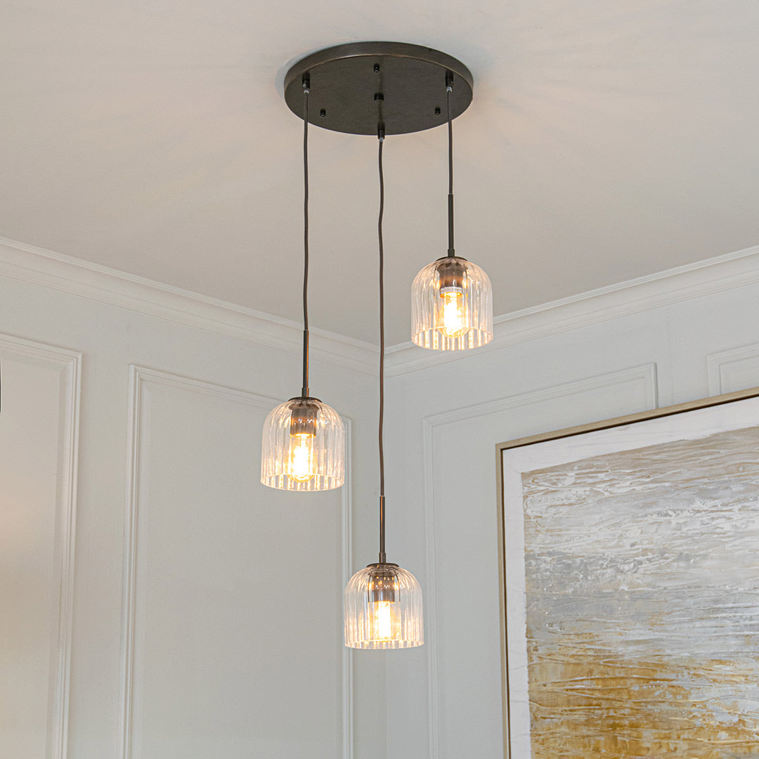 Astley Three Pendant - Dark Bronze