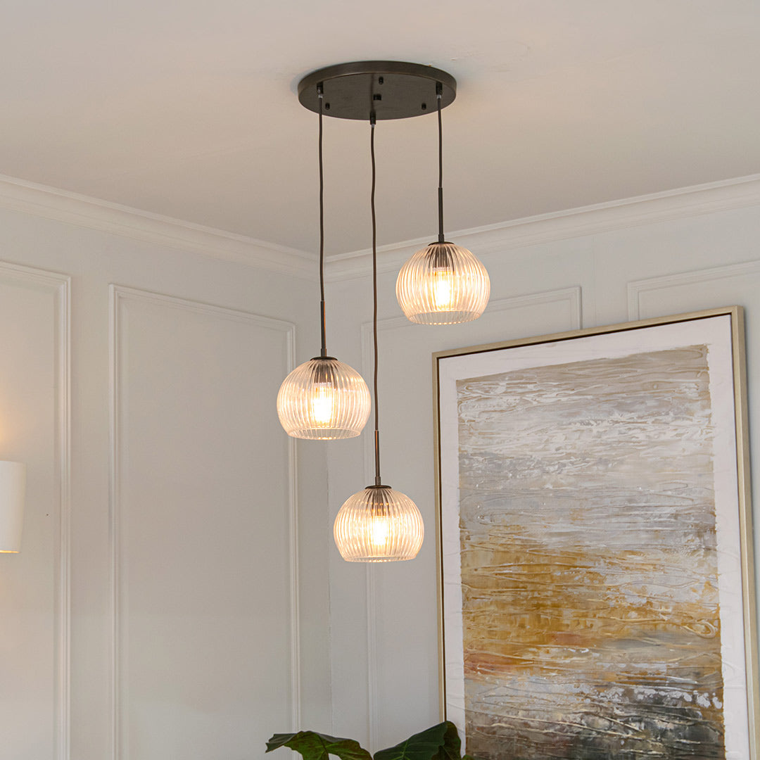 Astley Three Pendant - Dark Bronze