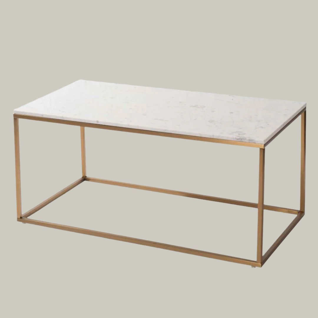Faceby Coffee Table in brushed gold and white — alternative angle