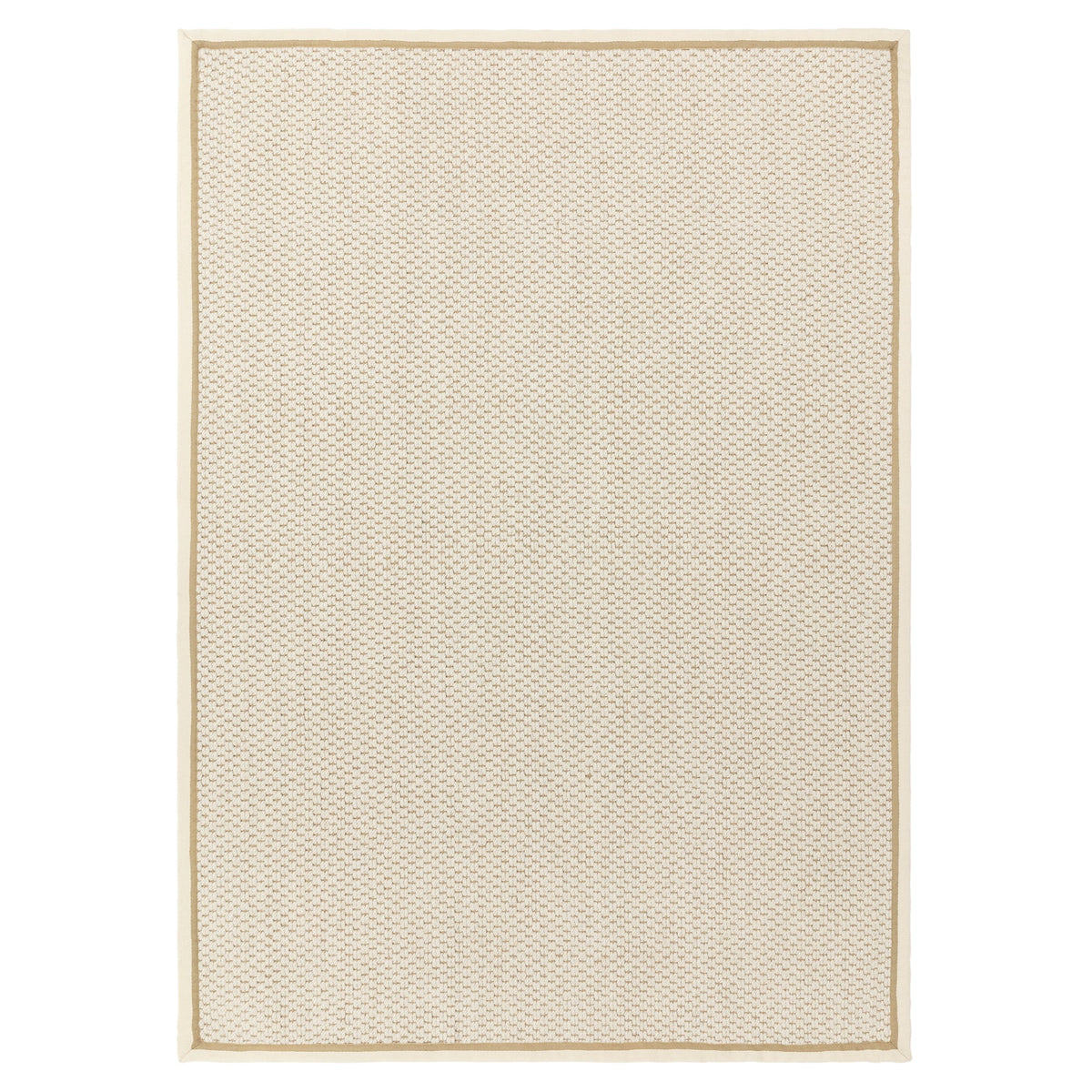 Korra Double Loop Cream Linen wool and jute rug, full view on white background