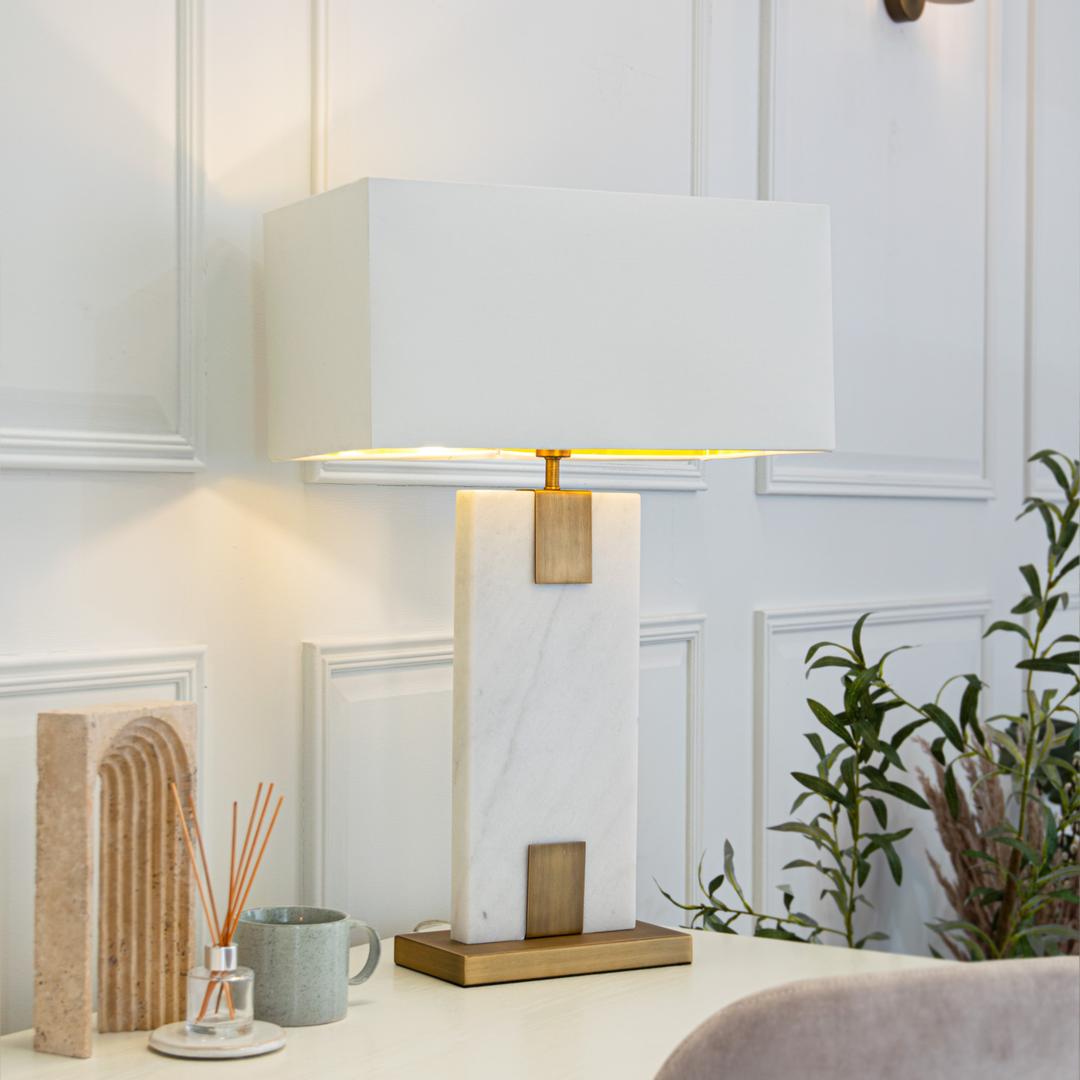 Nahanni White Marble Table Lamp